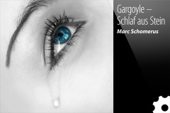 Ein iPhone mit dem Titelbild von Schlaf aus Stein: Das tränende Auge eines Mädchens in Großaufnahme